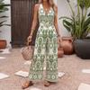 Summer One-piece Printed One-piece Swimsuit Sleeveless Necktie Beach Style One-piece Women's Dress