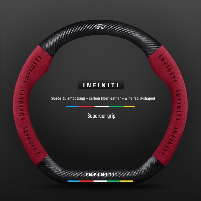 Infiniti Special Car Steering Wheel Cover - Genuine Leather, Suede, Carbon Fiber, Universal, Breathable, All-Season