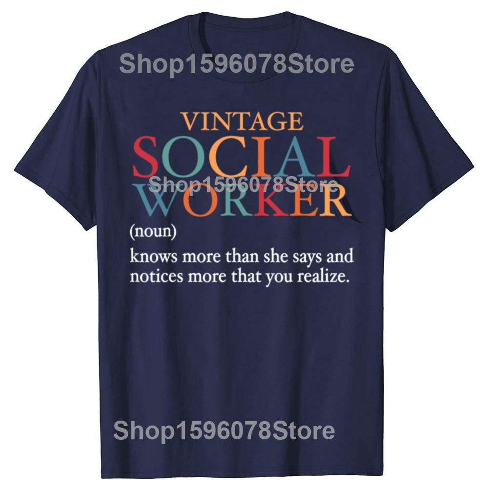 T-shirt Divertenti Definizione Assistente Sociale Vintage Uomo Donna Casual Cotone Umorismo Streetwear Maglietta Manica Corta Abbigliamento Unisex