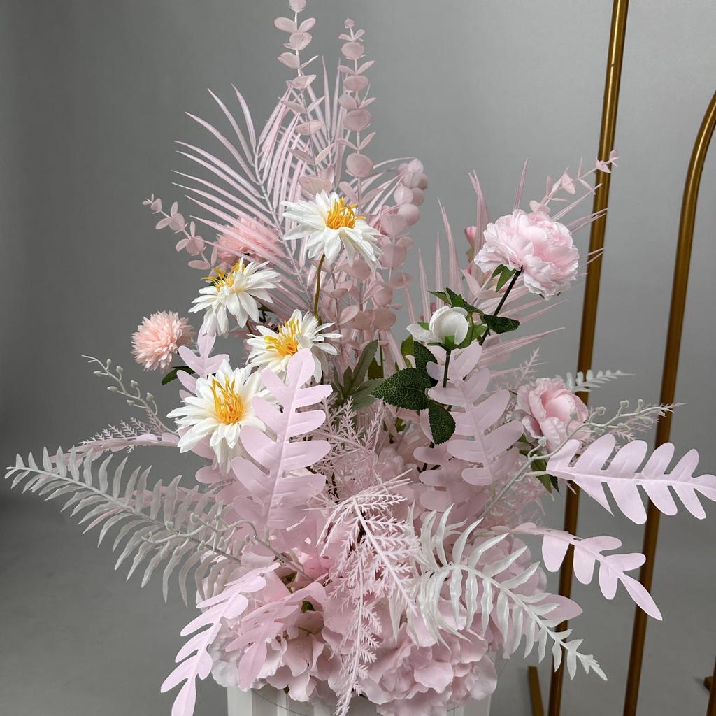 Wedding Floristry: Simulated Flower Scene Arrangement with Seven Optional Colors for T-Stage and Aisle Decoration