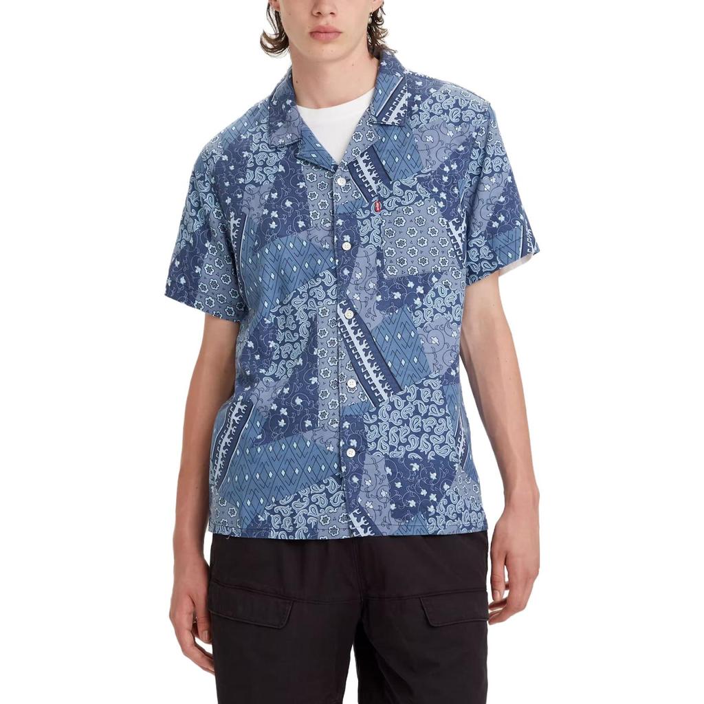 Levis Zomer 23 Bedrukt Knopen Korte Mouw Shirt Heren shirts Blauw 72625-0069