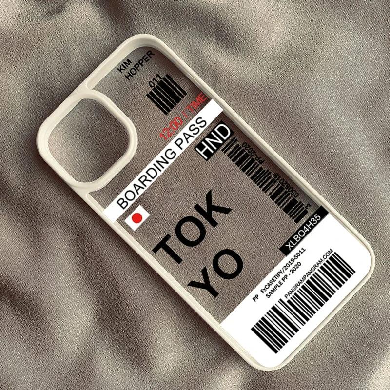 

Transparent Phone Case for IPhone 16E 14 16 Pro Max 15 13 12 11 8Plus Hot Ticket Travel Label New York Seoul Paris Cover Fundas iPhone XS Max