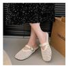 Flat Bottomed Woven Hollowed Out Boken Slippers for Women, Fashionable and Stylish for Outdoor Wear, Cool Slippers with Belt Buckles and Toe Caps