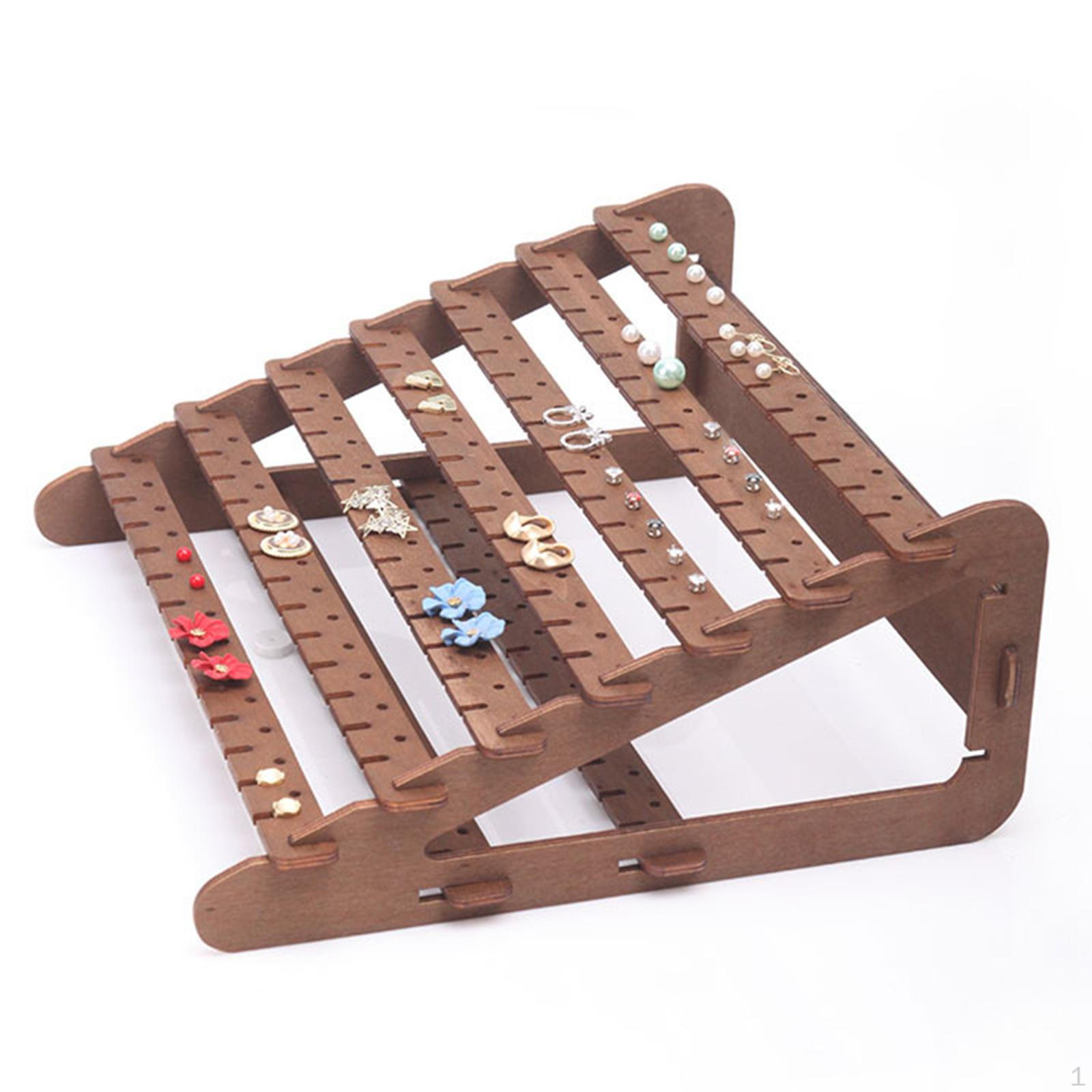 

Earrings Display Stand Dangling Rack Stable Base Wooden Jewelry for Dresser коричневий