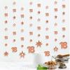 Rose Gold 18th Birthday Decorations for Girls, 8 PCS Number 18 Circle Dot 3D Star Metallic Hanging Streamer Happy 18 Year Old Birthday Party Supplies