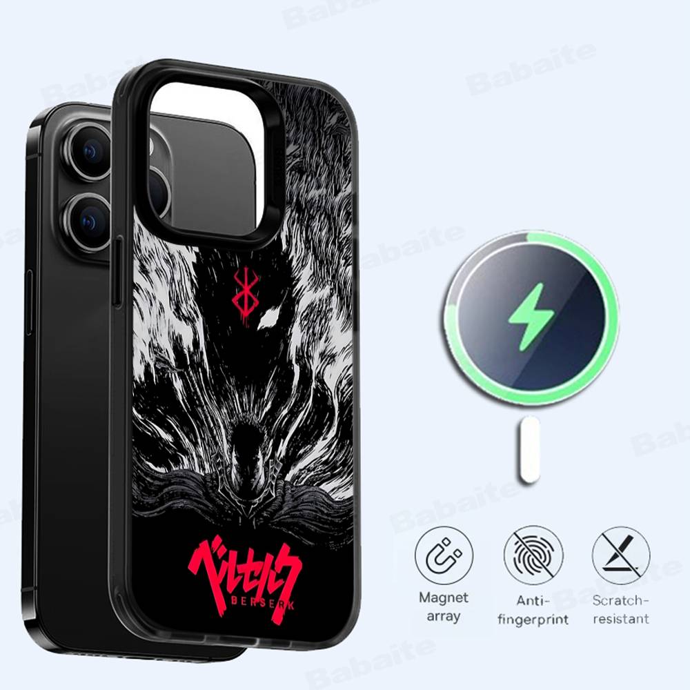 Berserk Guts Gorące Etui na Telefon Anime Dla iPhone 13 14 15 11 12 16 17 Pro Max Plus Dla Magsafe Magnetyczna Obudowa