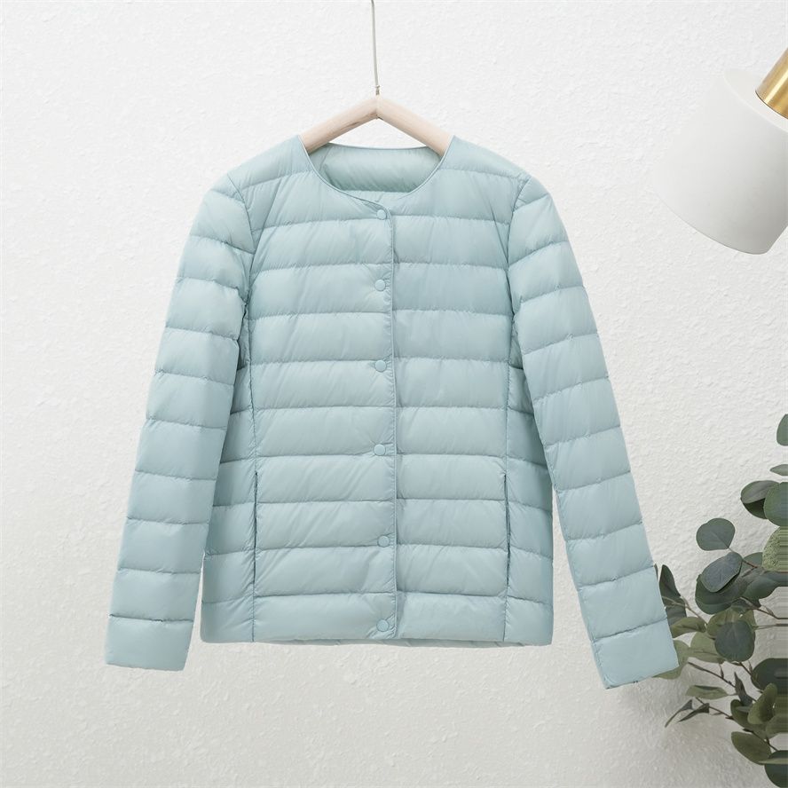 Lightweight and Warm White Duck Down Coat for Women, Simple and Stylish Outerwear