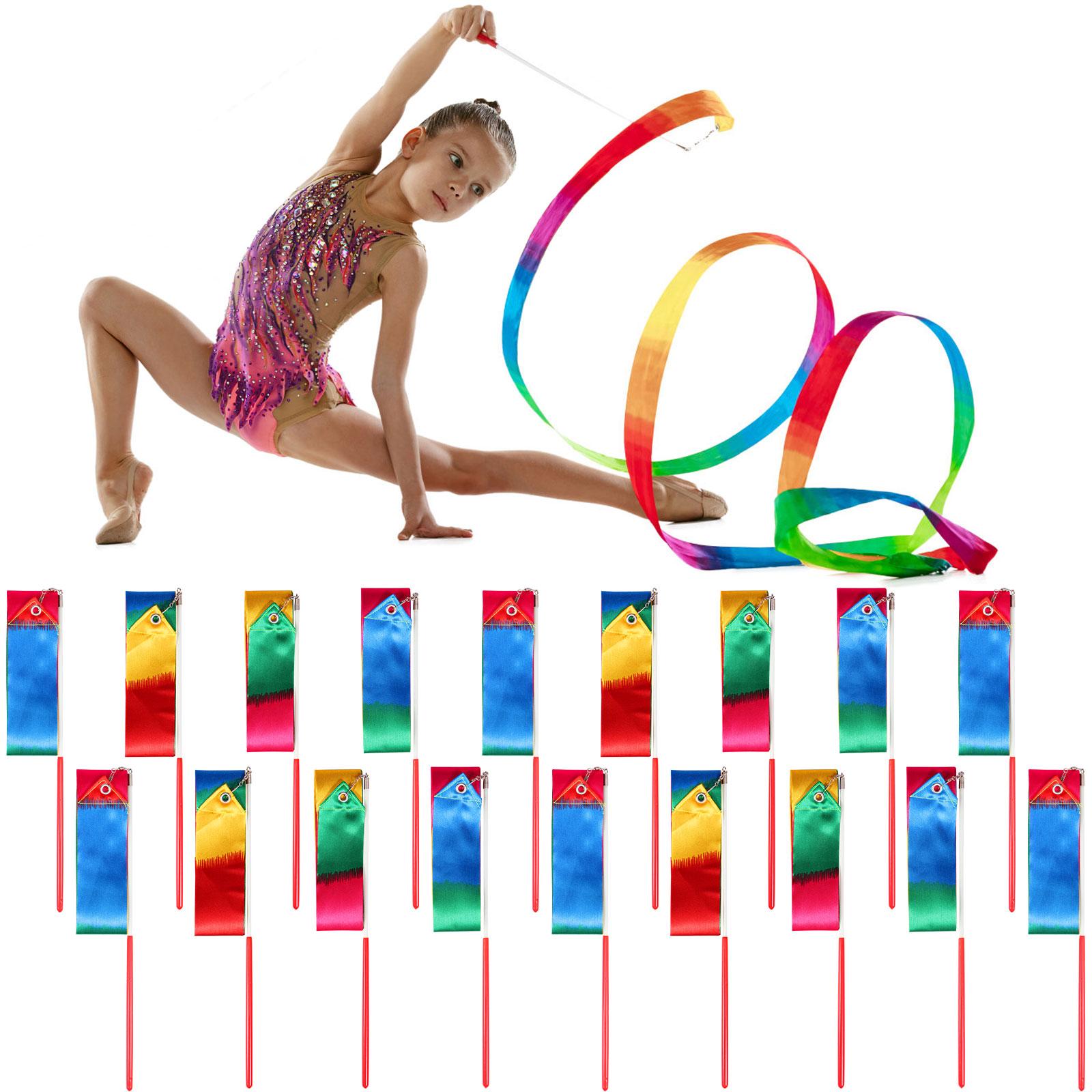

18 шт. Ленты для ритмической гимнастики, Балетный стример, Палочка для кручения, Кручение для художественной гимнастики, Детское шоу талантов, Радужная палочка