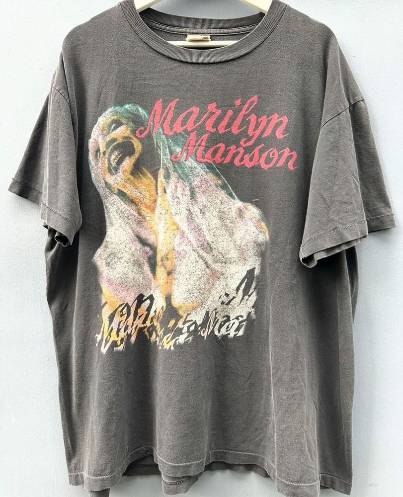 Marilyn Manson rock music concert short sleeve charcoal shirt reprint KV38302 Unisex T-Shirt XL