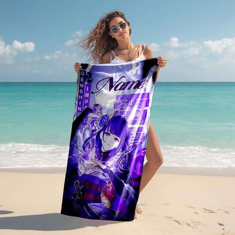 Personalized customized proof beach towel with Genshin Impact Balzebub pattern - soft, absorbent,quick-drying,perfect swimming,camping&bathing
