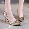 2026 High Heeled Single Shoes Autumn New Pointed Toe Shallow Mouth Cutout Slip-on Stiletto Feet Shoes