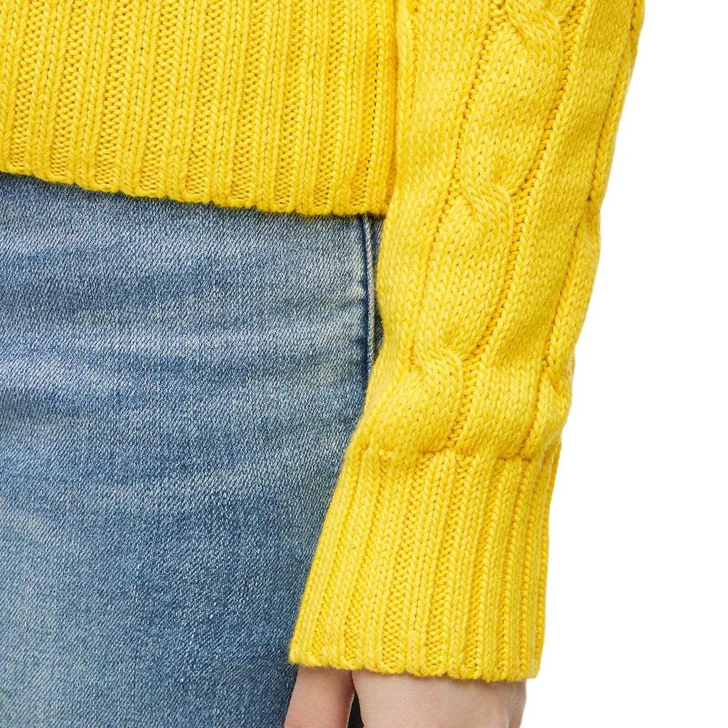Maglione da donna in maglia a manica lunga con scollo a V tinta unita vestibilità slim Polo Ralph Lauren Giallo WMPOSWENC020659-700