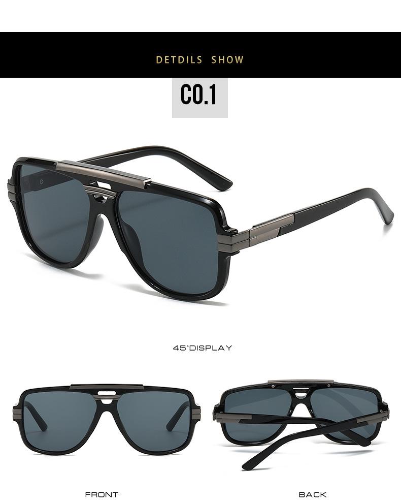 Trendy European-American Retro Square Frame Men's Metal Sunglasses