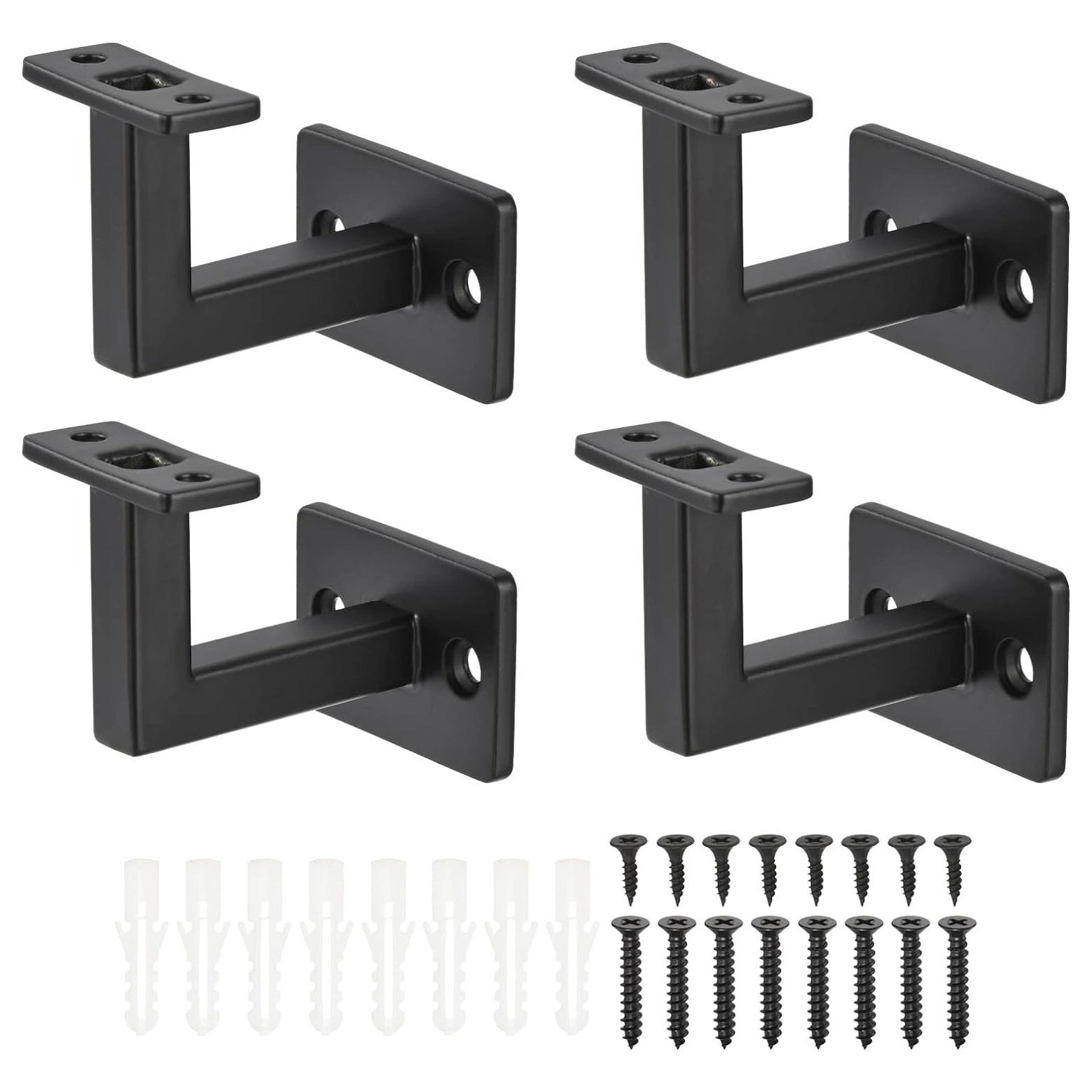 

4pcs Stair Handrail Bracket Adjustable Railing Wall Support Hand Rail Bracket Hardware Black Staircase Handrail Accessories