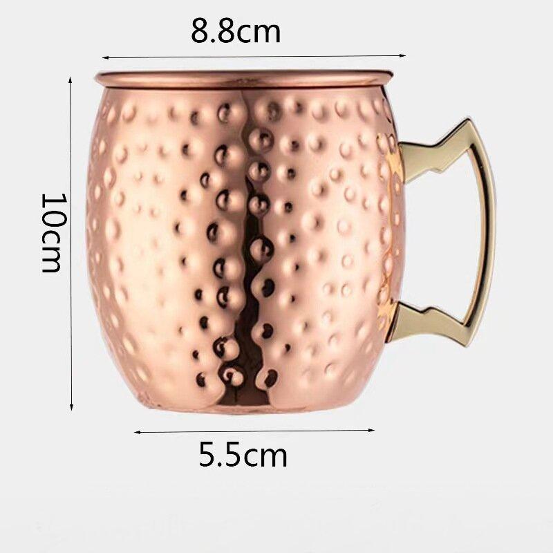 530ml Moscow Mule Mugs Hammered Copper Stainless Steel Cocktail Cup Beer Glasses Beer Mug Drinking Mug for Water Cold Drinks