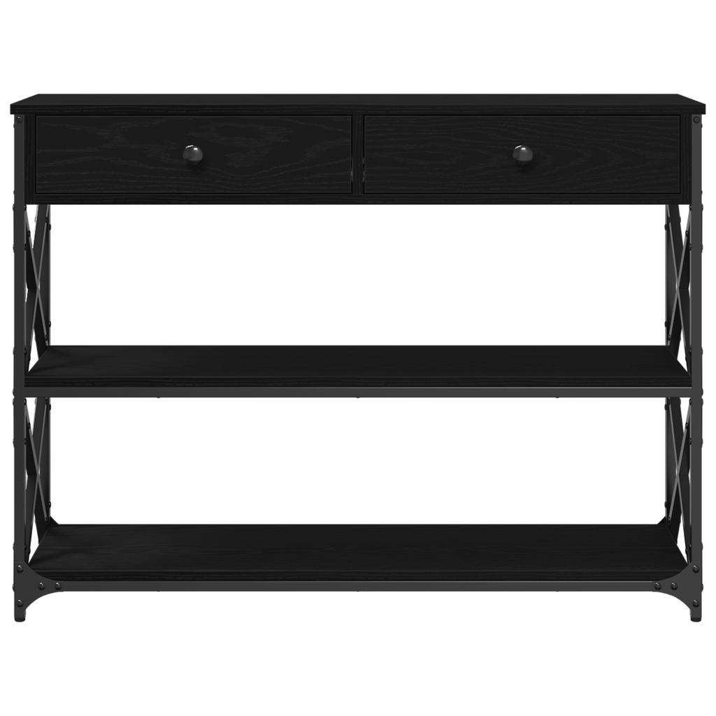 Console Table with Shelf Black Oak Look 100 x 28 x 75 cm