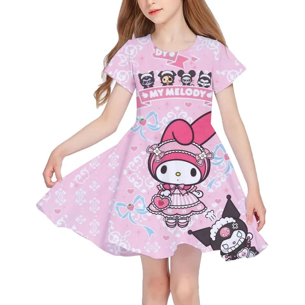Summer New Children's Clothing Hello Kitty Printed Sleeveless Dress For 3-14 Year Old Girls Casual Breathable Princess Dress2025
