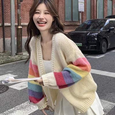 Autumn V Neck Elegant Knitted Cardigan Women Fashion New Long Sleeve Sweet Loose Short Cardigans Jacket Women Slim Casual Winter Sweaters Coats 25564