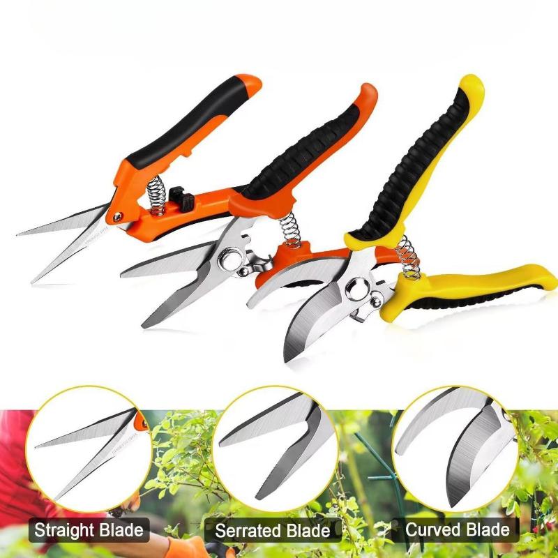 3pcs Garden Scissors Set Gardening Tool Scissors Stainless Steel Professional Gardening Scissors with Non-slip Ergonomic Handles