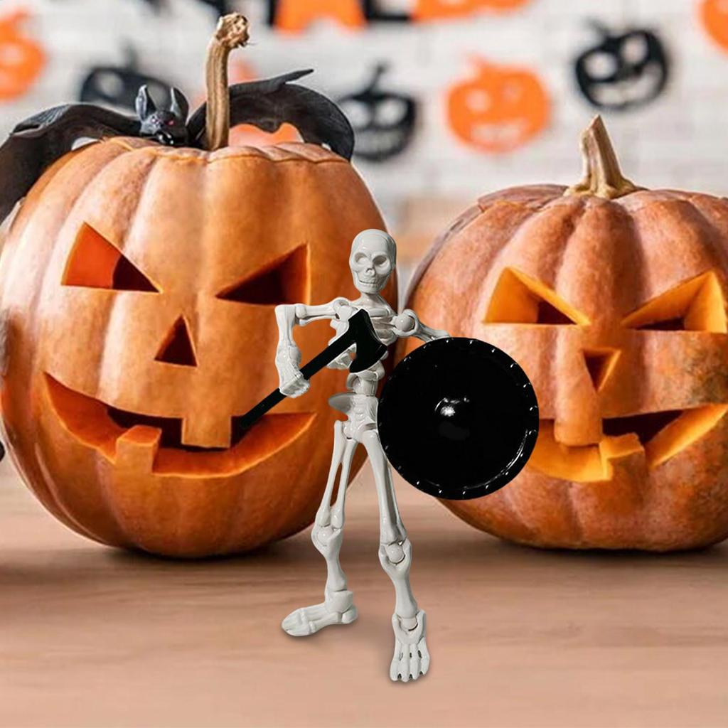 Movable Skeleton Toy Halloween Movable Skeleton Figurine Human Bone Desktop Figure Model For Home Classroom Teaching Display