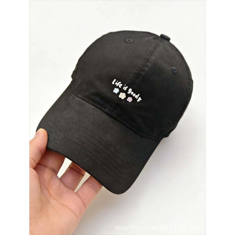 Letter Embroidered Baseball Cap Women'S Versatile Face Small Soft Top Cap Wide Brim Big Head Circumference Deep Top Hat