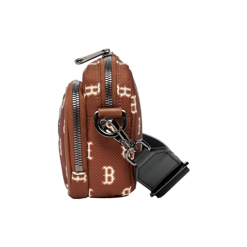 MLB Monogram Series Vintage Floral Printed Letter Big Logo Boston Red Sox Polyester Shoulder Crossbody Mini Bag Unisex Bags Brown 3ACRS012N-43BRD