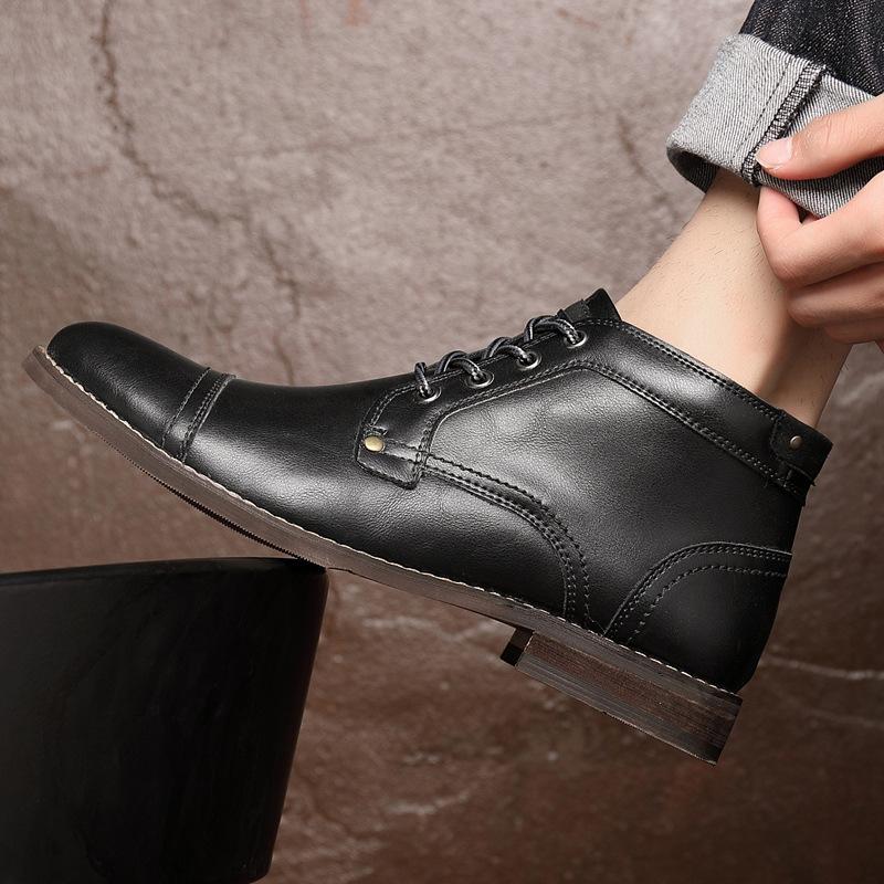 Fashion Handcraft Retro Men Leather Boots 2024 New Autumn Men Shoes Big Size 38 46 Casual British Basic Men Western Boots S98