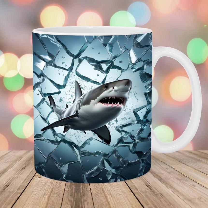 3D Ocean Shark Ceramic Coffee Mark Cup Tea Cup Fish New Gift Hole Ocean