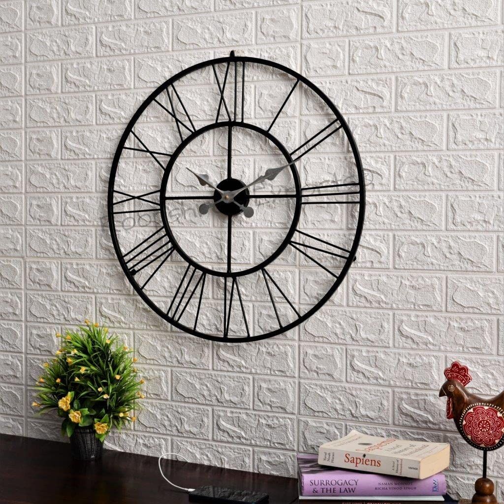 Uhr Eisen Abstrakt Analog Wanduhr (55 cm, Schwarz)