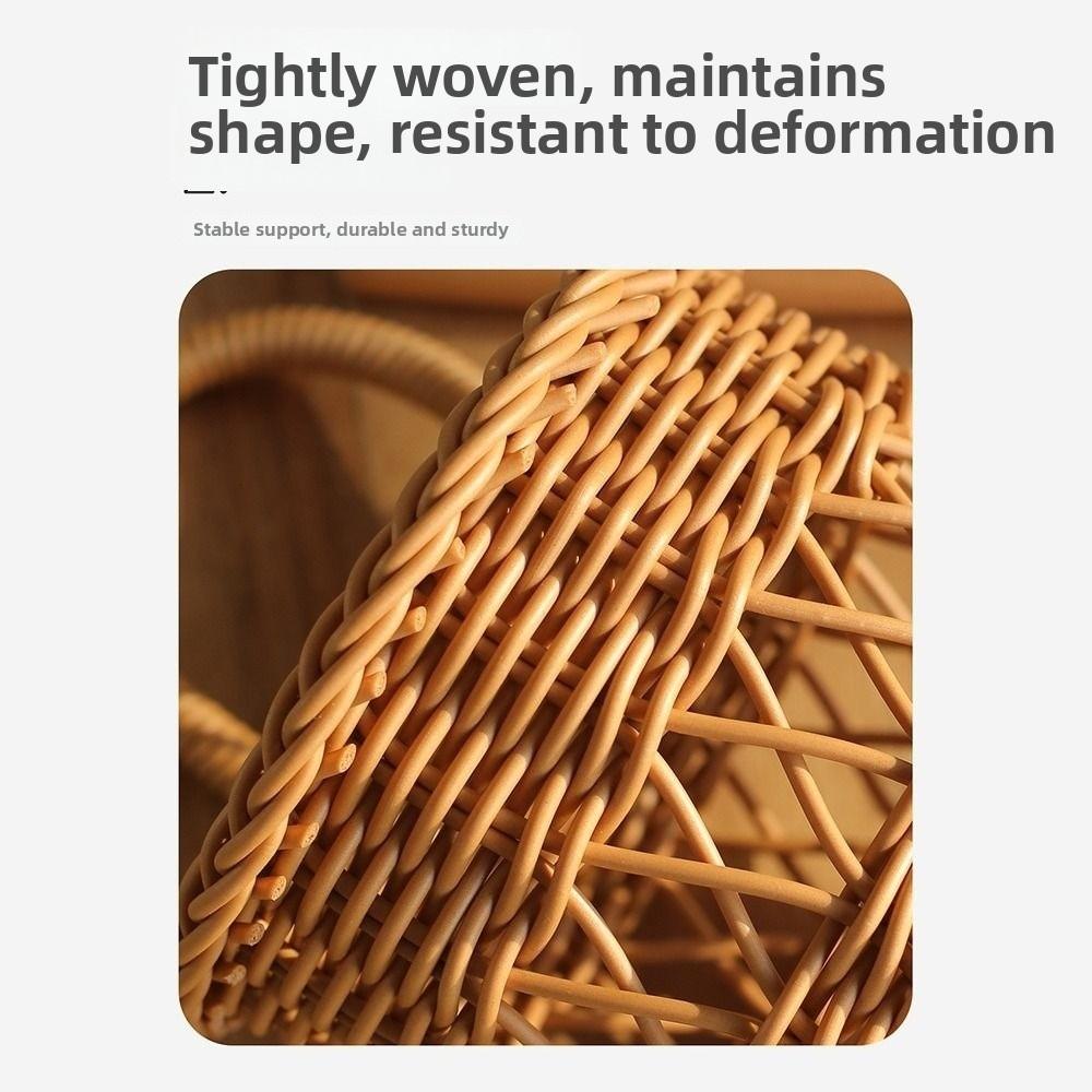 Hollow Faux Rattan Basket Hanging Handle Wall Storage Basket New Hanging Basket  Bathroom Storage