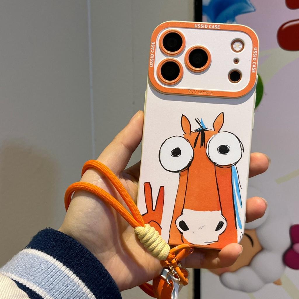 Biema for Apple 17 Horse Year 16promax Cartoon 15 Silicone 14iphone13 Lanyard 12 Mobile Phone Case