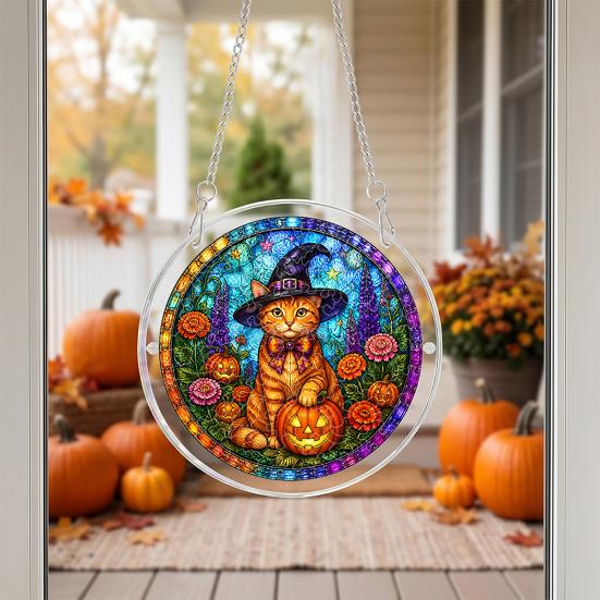 DYS Halloween Acrylic Puzzle Suncatcher, 7.87 Inch Sun Catcher Window Hanging Ornament, Ideal for Gifting and Home Decor