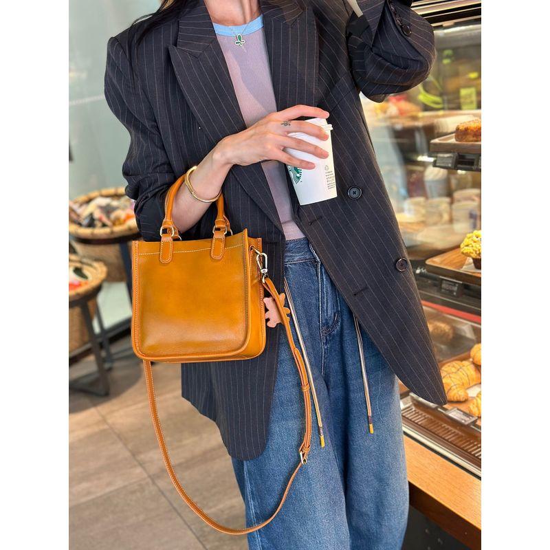 

Прямоугольная сумка через плечо из коровьей кожи, нишевый стиль, для рабочей одежды, сумка кроссбоди Sunset Yellow