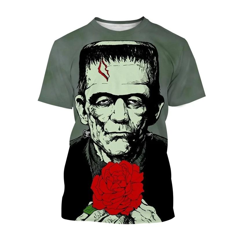 

Классический фильм ужасов Франкенштейн 3D принт футболки для мужчин/женщин летний хип-хоп тренд короткий рукав футболка топ свободного покроя уличная одежда 6XL серый