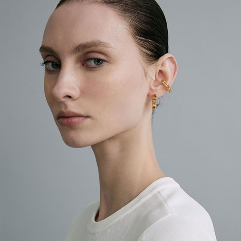 Yellow Gold Cogwheel Earrings