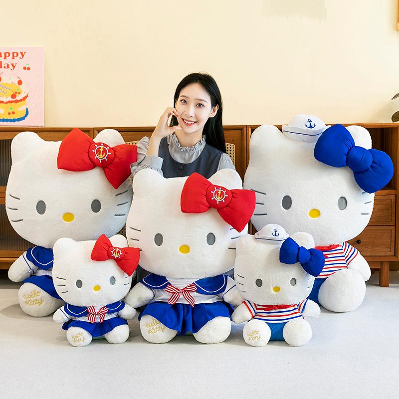 Navy KT Cat Doll Cute Hello Kitty Plush Doll Children Sleeping Pillow
