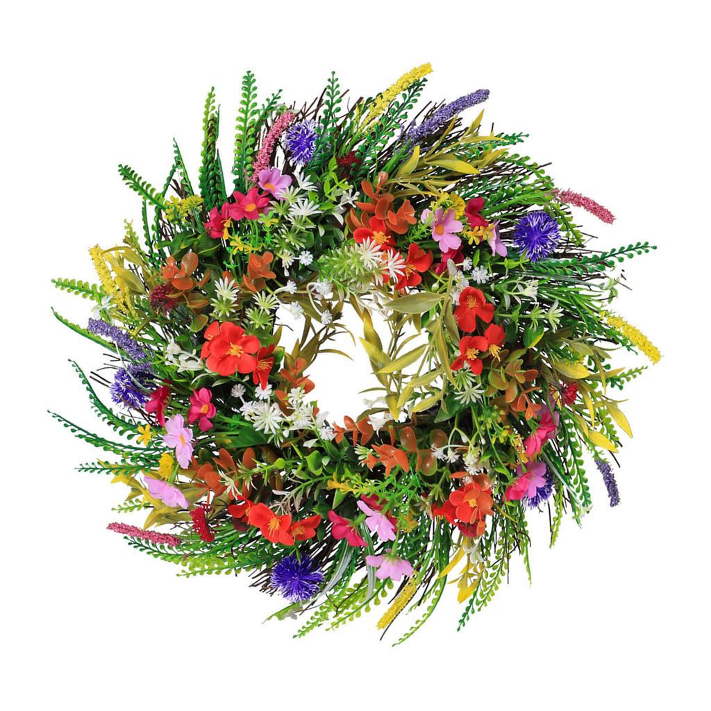 Spring Wrth Plastic Grass Front Door Artificial Flower Wrth for Outdoor Indoor Decoration 45cm