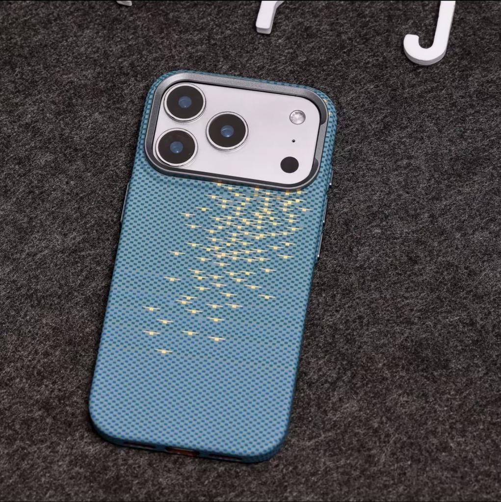 Floating light wave for iPhone17PROMAX embossed Kevlar magnetic mobile phone case Apple 16 premium sense