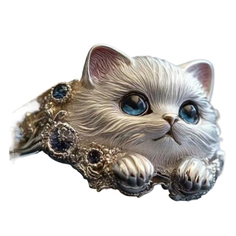 Exquisite Kitten Ring with Unique Personality Simple Elegance Niche Design Versatile and Versatile