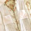 Women's Cotton Pajamas Set with Removable Chest Pads, Long-Sleeve and Pant, Casual Loose Fit for Autumn and Spring. Suitable for Home or Outdoor Wear.