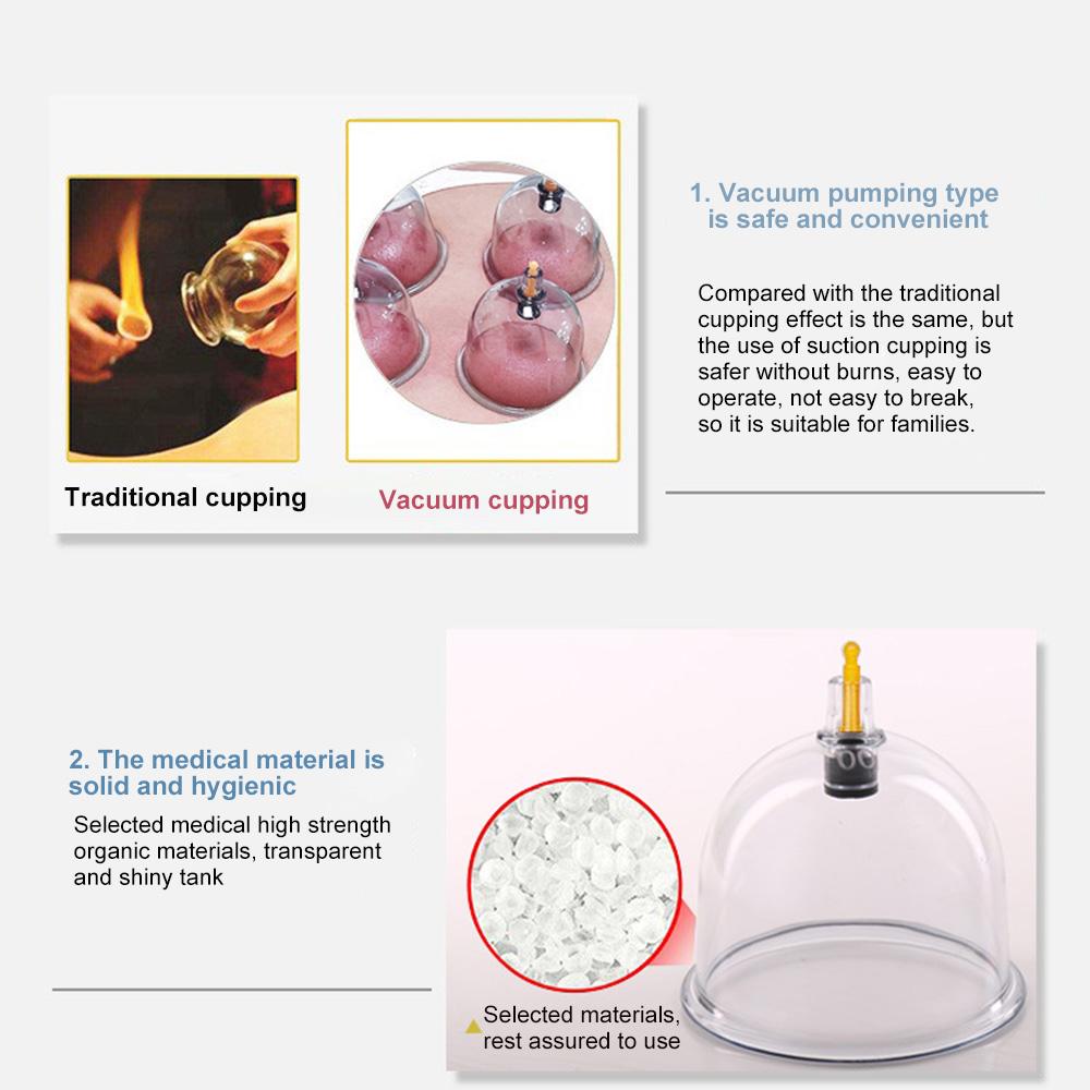 6 Cans Professional Cans Cups Chinese Vacuum Cupping Kit Therapy Cellulite Massager Anti Thick Jars Guasha Vacuum Massage