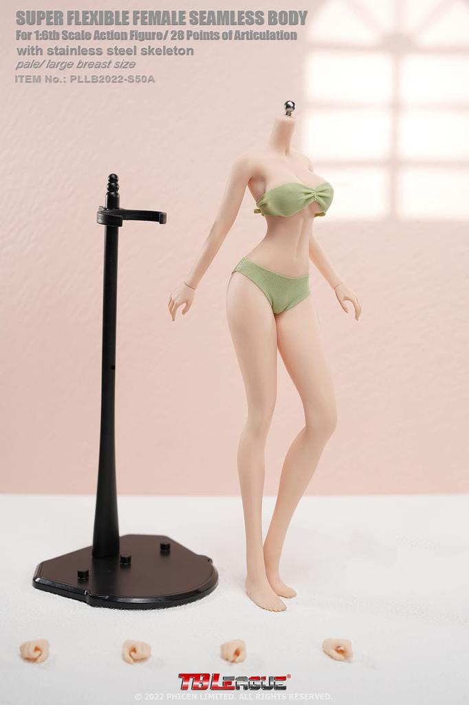 OBEST TBLeague 1/6 Scale Figure, 2D Girl, Ultra-Flexible Seamless Body, Bikini, Switchboard Operator, and Stand Set, PLLB2022-S50A, Pale Skin