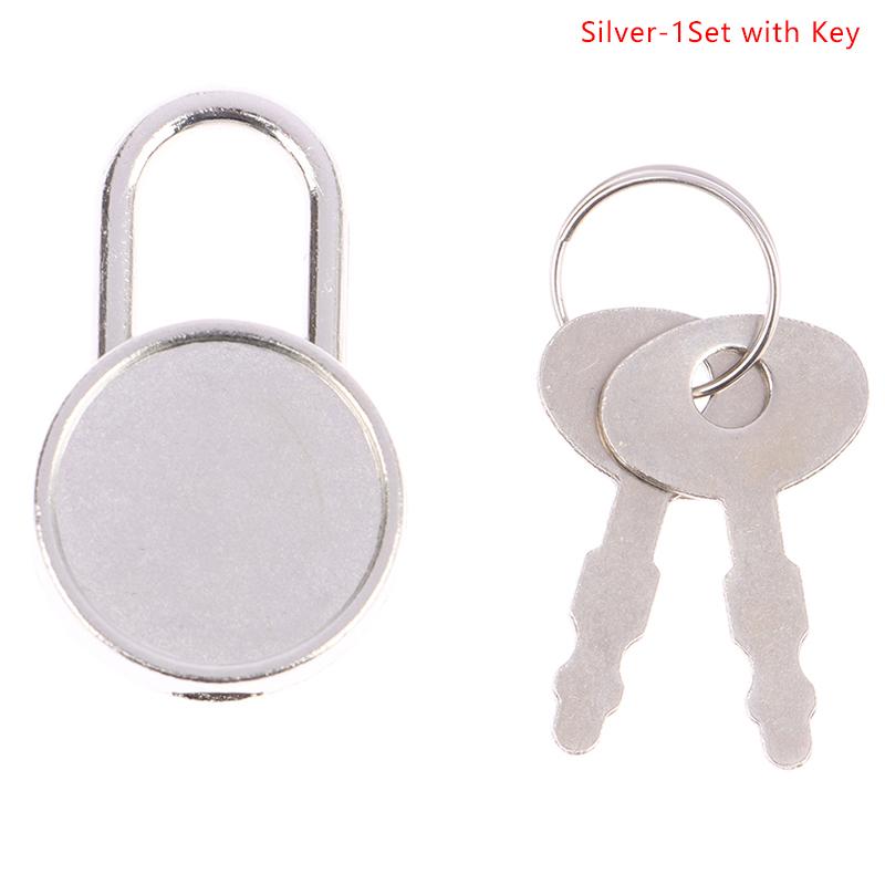 Mini Round Shape Padlock Luggage Hardware Locks W/Keyfor Jewelry Box Suitcase