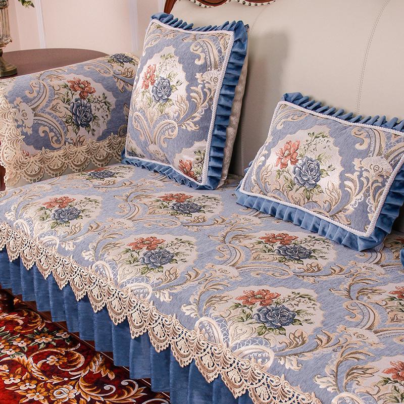 

Европейская подушка для дивана, Роскошная нескользящая подушка для сиденья высокого класса, Универсальная для всех сезонов, Американский ретро кожаный чехол Новая модель 70*210cm синий