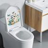 Adesivo per toilette con farfalle di gatto cartone animato, rimovibile, autoadesivo, in PVC impermeabile, soggiorno, camera da letto, bagno, arte della parete, decorazione floreale per animali