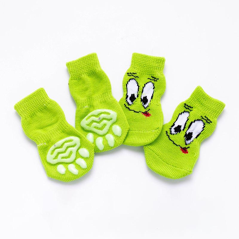 Pet with non-slip mat socks indoor puppy dog non-slip anti-scratch anti-dirty socks four packs