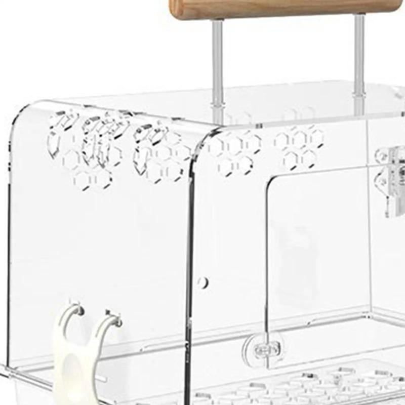 Acrylic Villa Bird Cage Clear and Handle Breathable Lightweight Bird Carrier for Parakeets Small Birds Parrotlets Parrots Parrot