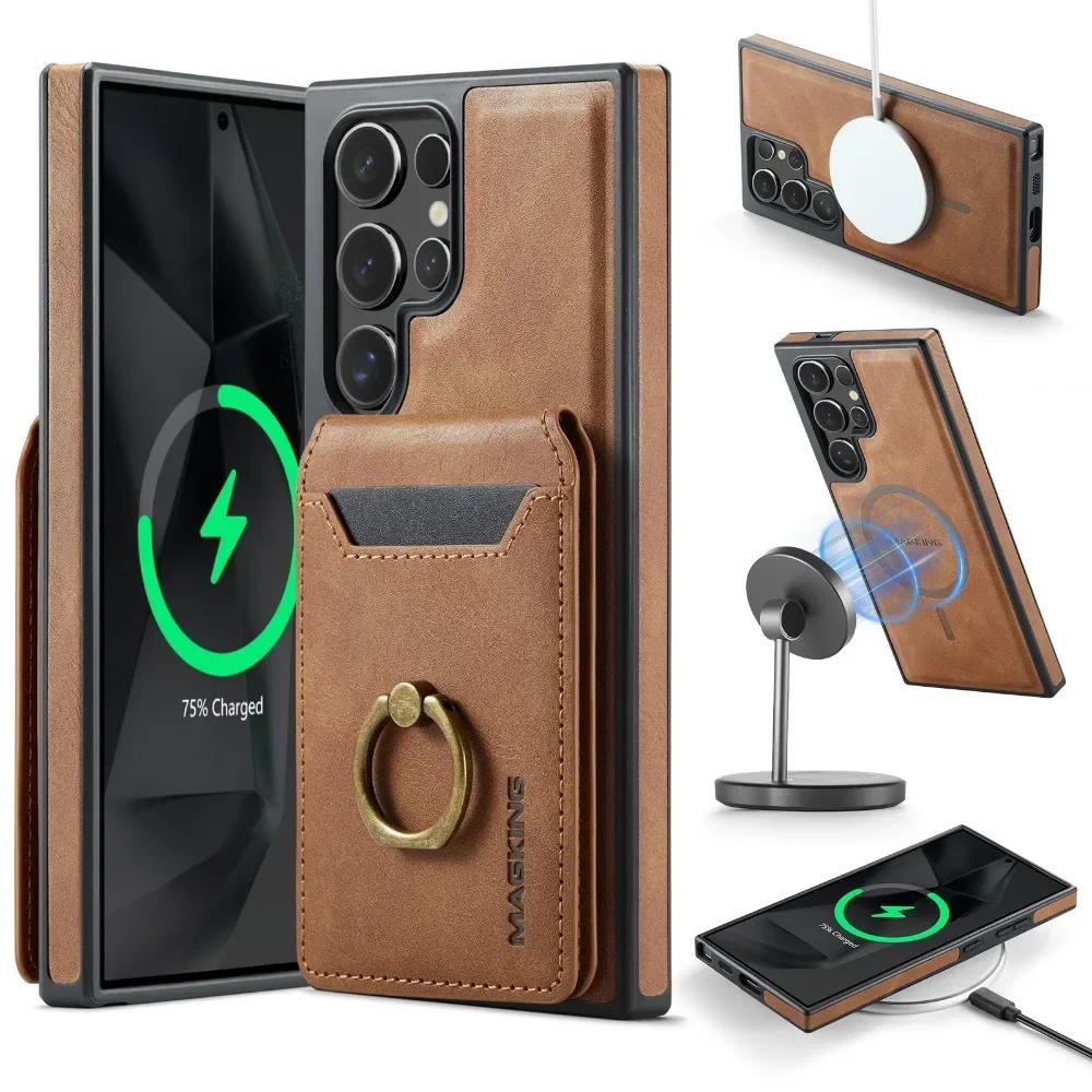 

2-in-1 Detachable Magnetic Wallet with Card Holder Phone Case for Samsung Galaxy S25 Edge S24 Plus S23 S26 Ultra Leather Cover Galaxy S26 Ultra