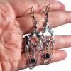 Charm Goth Sliver Color Tassel Chain Red Black Heart-shaped Crystal Pendant Dangle Earrings for Women Halloween Vampire Jewelry