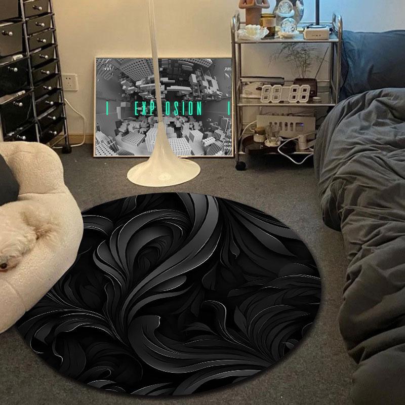 Chic Round Abstract Multicolor Rug Pad, Non-Slip Floor Mat for Kitchen